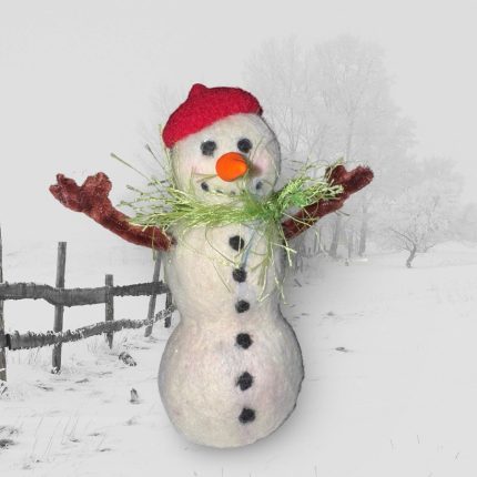 Wet-felted Snowman